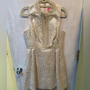 Lilly Pulitzer Franci Dress Lagoon Jacquard Gold Metallic
